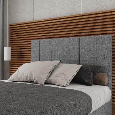 Cabeceira Estofada Casal King Size 195 Cm Venus Linho Skybox Cinza