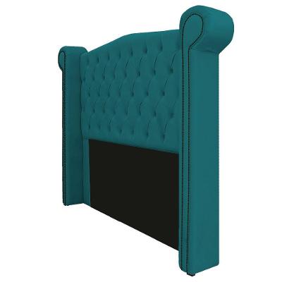 Cabeceira Estofada 195 Cm King Size Suede Azul Turquesa