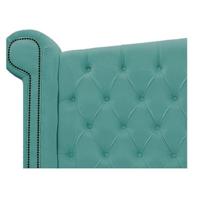 Cabeceira Estofada 160Cm Queen Size Suede Azul Tiffany