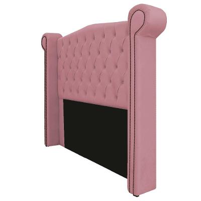 Cabeceira Estofada Veneza 195 Cm King Size Suede Rosa Bebê