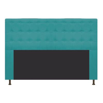 Cabeceira Dama 195Cm King Size C Botonê Suede Azul Turquesa