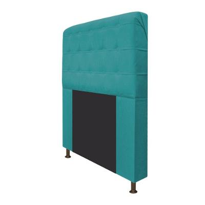 Cabeceira Dama 90 Cm Solteiro Com Botonê Suede Azul Turquesa