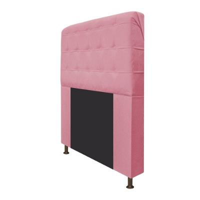 Cabeceira Dama 90 Cm Solteiro Com Botonê Suede Rosa Bebê