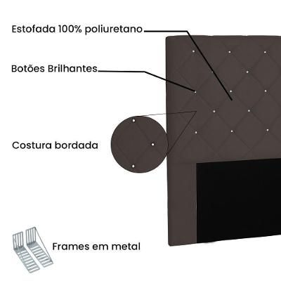 Cabeceira Estofada Cama Box Casal King Size Tânia 195Cm Café