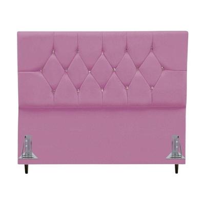 Cabeceira Cama Box Solteiro 90 Cm Geovana Suede Rosê E Frame