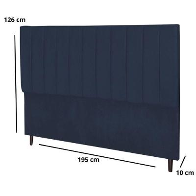 Cabeceira Cama King 195cm Carla Suede Azul Marinho E Frame