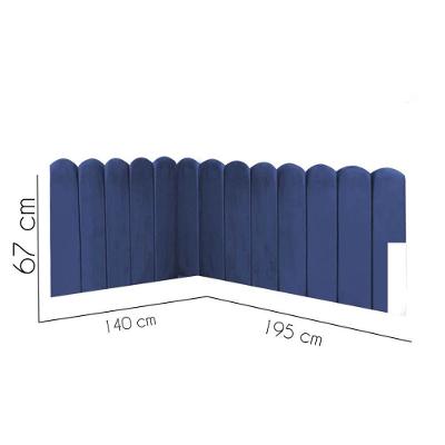 Cabeceira Painel Cama Casal Box Nuvem Suede Sandy 140 Cm :azul