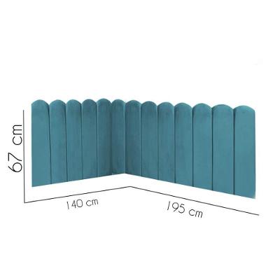 Cabeceira Painel Cama Casal Box Nuvem Suede Sandy 140 Cm :azul Turquesa