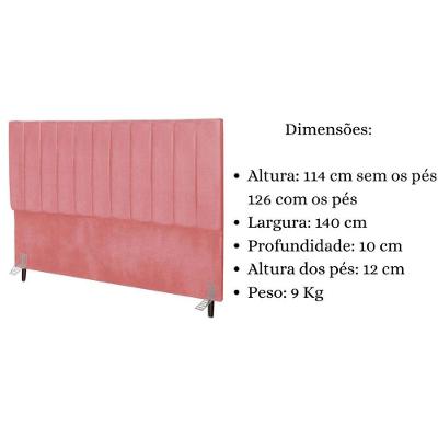Cabeceira Cama Box Casal 140 Cm Carla Suede Rosa E Frame