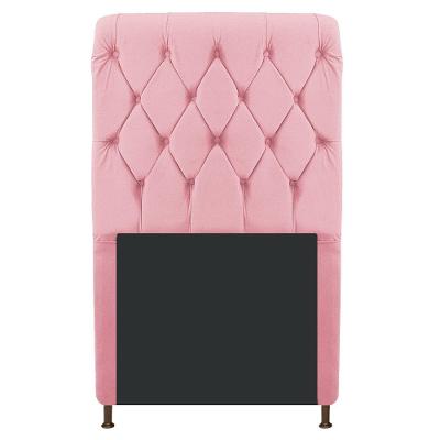 Cabeceira Cristal 100cm Solteiro C Capitonê Suede Rosa Bebê