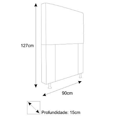 Cabeceira Turim 90 Cm Solteiro Suede Cinza