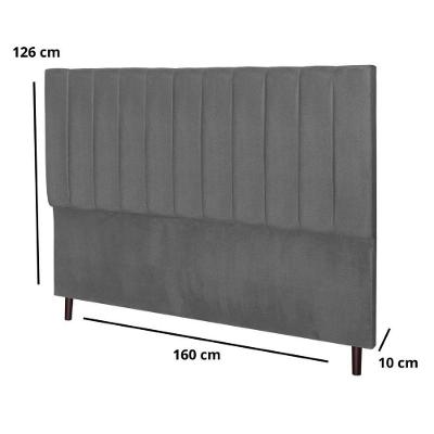 Cabeceira Cama Box Queen 160cm Carla Suede Cinza E Frame