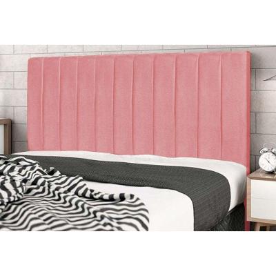 Cabeceira Cama Box King 195 Cm Carla Suede Rosa E Frame