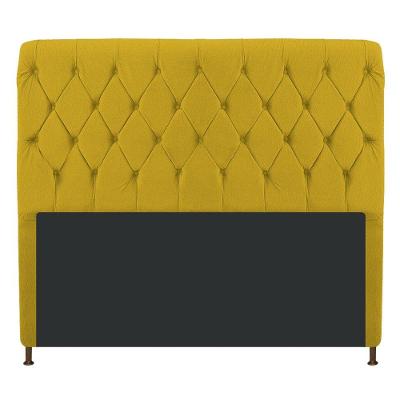 Cabeceira Cristal 140 Cm Casal Com Capitonê Suede Amarelo