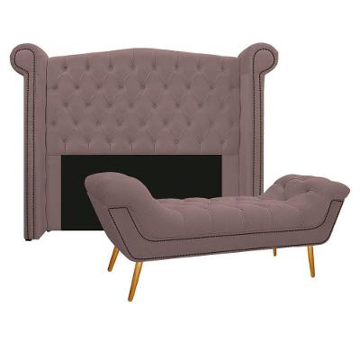 Kit Cabeceira Calçadeira Veneza 160cm Rosê