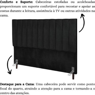 Cabeceira Cama Box Queen 160cm Carla Suede Preto E Frame