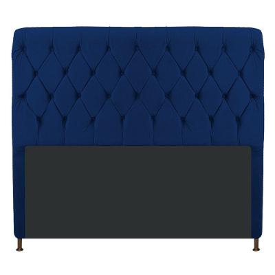 Cabeceira Cristal 140Cm Casal C Capitonê Suede Azul Marinho