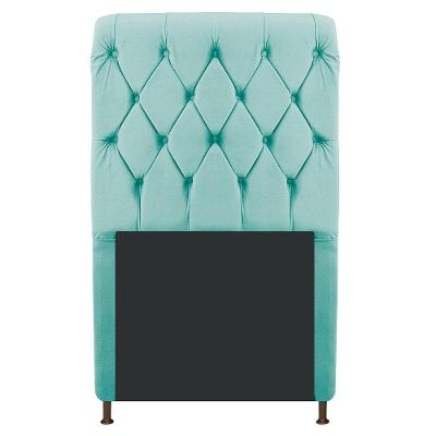 Cabeceira Cristal 100Cm Solteiro Capitonê Suede Azul Tiffany