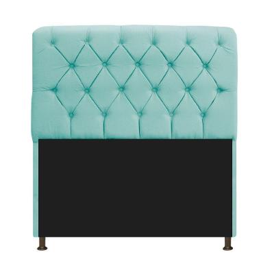 Cabeceira Estofada Lady 140 Cm Solteiro Com Capitonê Suede - Doce Sonho Móveis Azul Tiffany