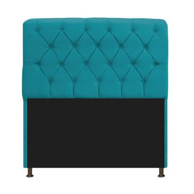Cabeceira Estofada Lady 195 Cm King Size Com Capitonê Suede - Doce Sonho Móveis Azul Turquesa