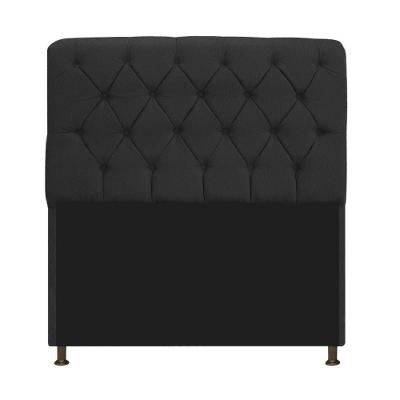 Cabeceira Estofada Lady 140 Cm Solteiro Com Capitonê Suede - Doce Sonho Móveis Preto