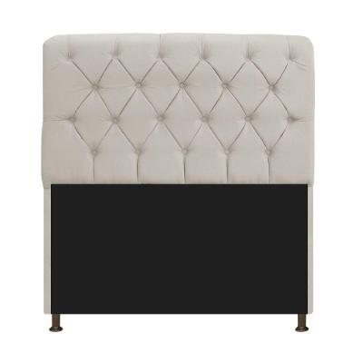 Cabeceira Estofada Lady 140 Cm Solteiro Com Capitonê Suede - Doce Sonho Móveis Bege