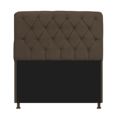 Cabeceira Estofada Lady 140 Cm Solteiro Com Capitonê Suede - Doce Sonho Móveis Marrom