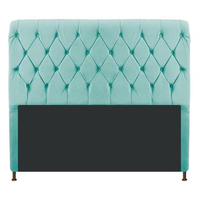 Cabeceira Cristal 140Cm Casal C Capitonê Suede Azul Tiffany