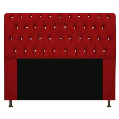 Cabeceira Estofada Lady Com Strass 160 Cm Queen Size Suede - Doce Sonho Móveis Vermelho