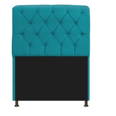 Cabeceira Estofada Lady 90 Cm Solteiro Com Capitonê Suede - Doce Sonho Móveis Azul Turquesa