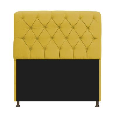 Cabeceira Estofada Lady 140 Cm Solteiro Com Capitonê Suede - Doce Sonho Móveis Amarelo