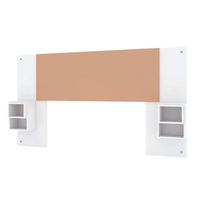 Cabeceira Extensível Solteiro Casal Com 2 Mesas Lateral Japão V02 Branco/Camarim - Mpozenato