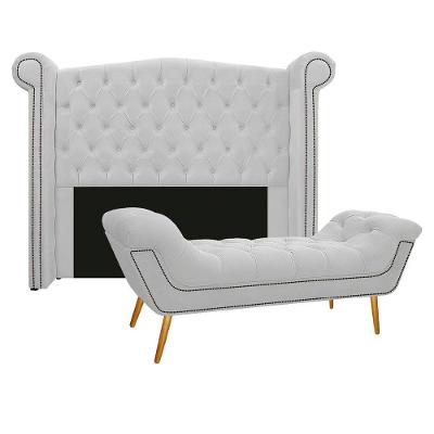 Kit Cabeceira Calçadeira Veneza 160cm Branco