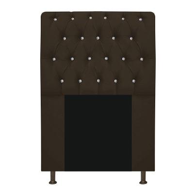 Cabeceira Lady Com Strass 90 Cm Queen Size Suede Cor Marrom