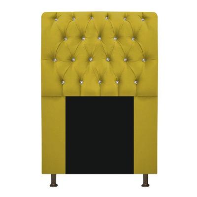 Cabeceira Lady Com Strass 90 Cm Queen Size Suede Cor Amarelo