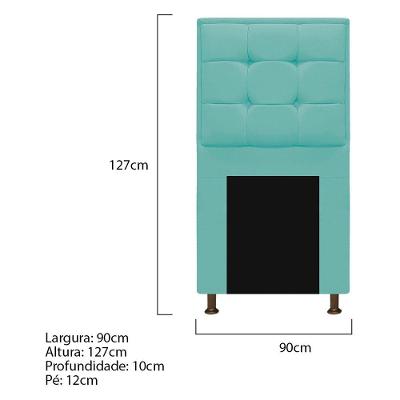 Cabeceira E Calçadeira Copenhague 90 Cm Solteiro Suede Azul Tiffany