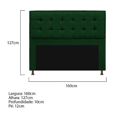 Cabeceira E Calçadeira Copenhague 160 Cm Queen Size Suede Verde