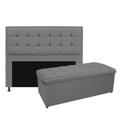 Cabeceira E Calçadeira Copenhague 140 Cm Casal Corano Cinza