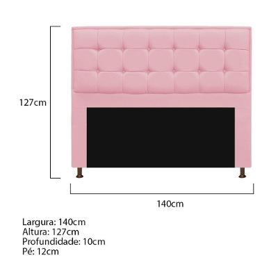 Cabeceira E Calçadeira Copenhague 140 Cm Casal Suede Rosa Bebê