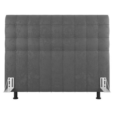 Cabeceira Cama Box Casal King Size Dahlia 195Cm Com Frame Suede Cinza Claro - Abmaza
