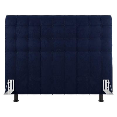 Cabeceira Cama Box Casal Queen Size Dahlia 160Cm Com Frame Veludo Azul Marinho - Abmaza