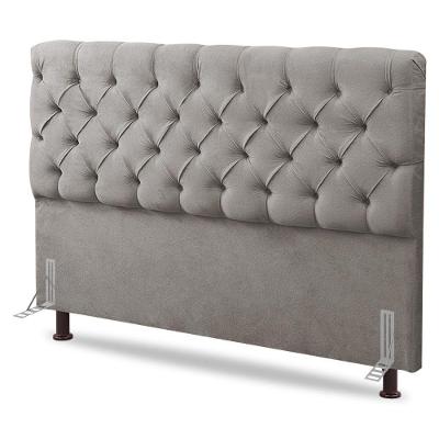 Cabeceira Cama Box Casal Queen Size Lylla 160cm Capitonê Com Frame Linho Bege - Desk Design