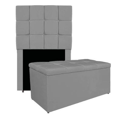 Kit Cabeceira E Calçadeira Manchester 90 Cm Solteiro Corano Cor Cinza