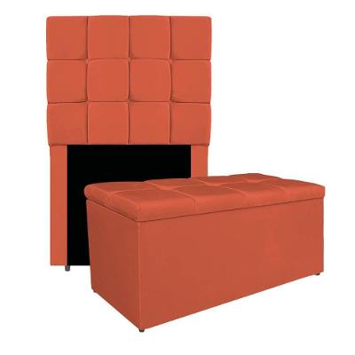Kit Cabeceira E Calçadeira Manchester 90 Cm Solteiro Suede - Adj Decor Cor Terracota