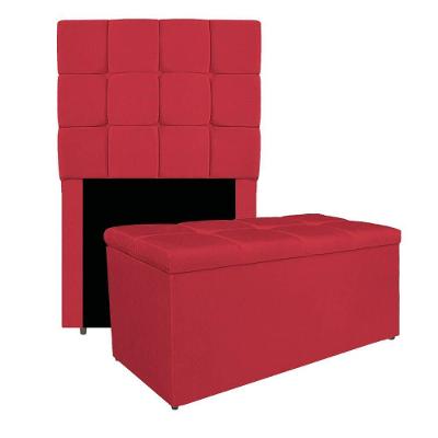 Kit Cabeceira E Calçadeira Manchester 90 Cm Solteiro Suede - Amarena Móveis Cor Vermelho