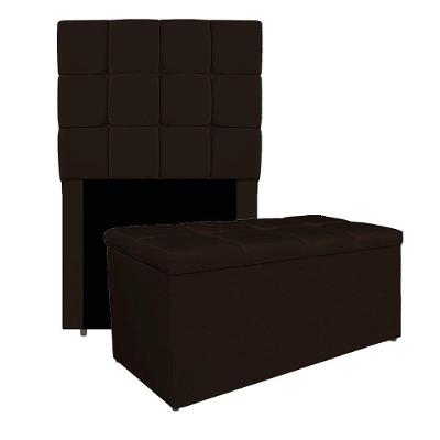 Kit Cabeceira E Calçadeira Manchester 90 Cm Solteiro Corano - Amarena Móveis Cor Marrom