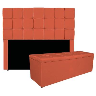 Kit Cabeceira E Calçadeira Manchester 160 Cm Queen Size Suede - Adj Decor Cor Terracota