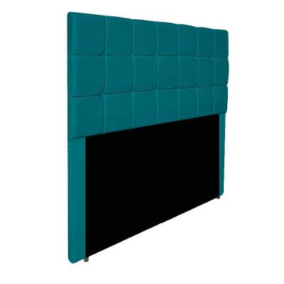 Cabeceira Estofada Manchester 140 Cm Casal Suede - Adj Decor Cor Azul Turquesa