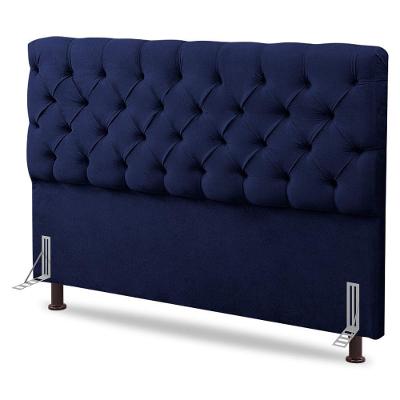 Cabeceira Cama Box Casal Queen Size Lylla 160cm Capitonê Com Frame Suede Azul Marinho - Desk Design