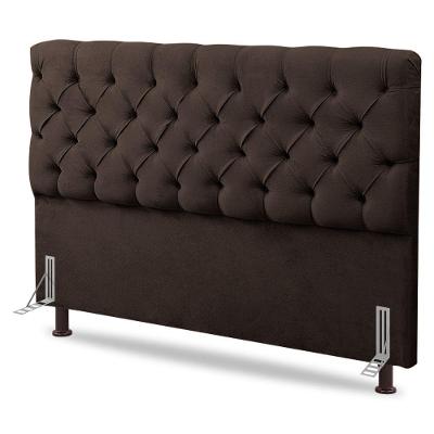 Cabeceira Cama Box Casal Queen Size Lylla 160cm Capitonê Com Frame Sintético Marrom - Desk Design